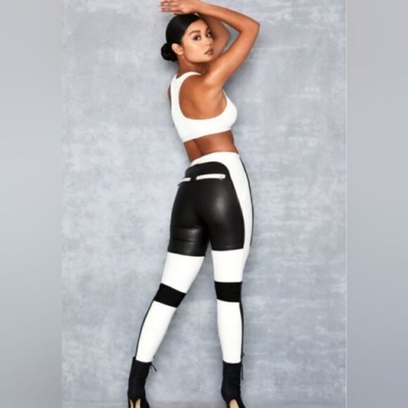 Mistress Rocks Los Angeles PU Black and White Pants Size M - Picture 2 of 11